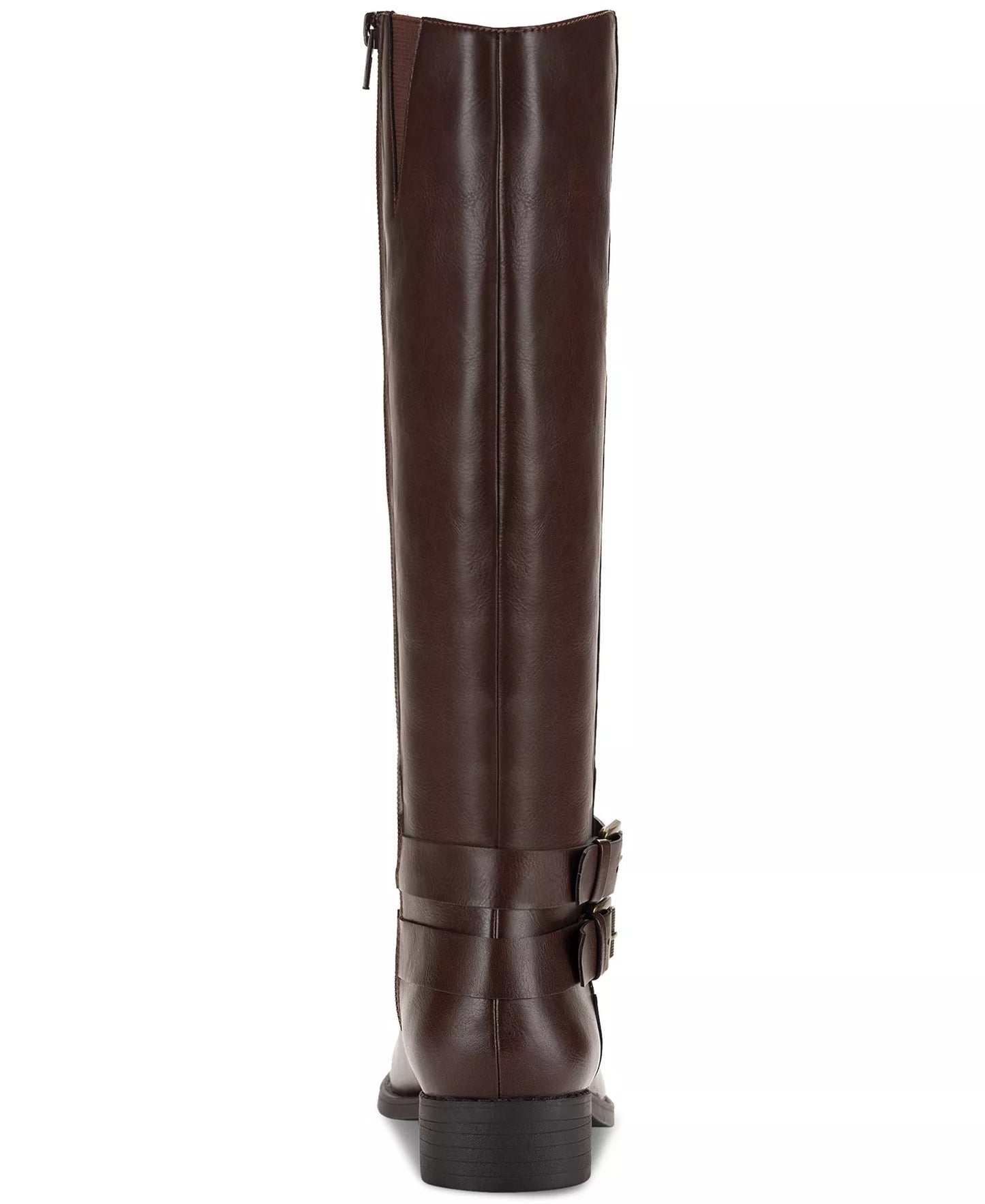 Style & Co. Maliaa Buckled  Riding Boots Women's 10.5 M - WIDE CALF  Faux Leather Brown