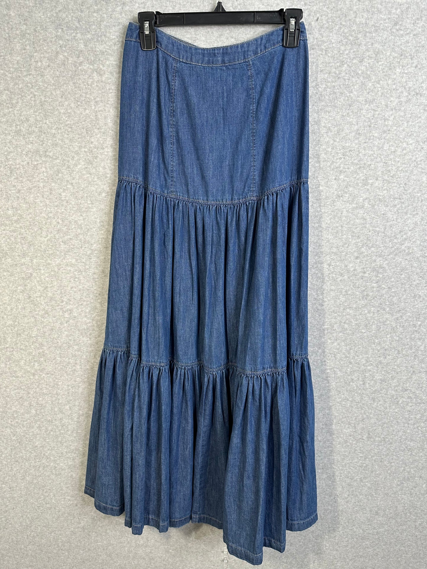 Lauren Ralph Lauren Womens Denim Button-Down Tiered Maxi Skirt Size 0