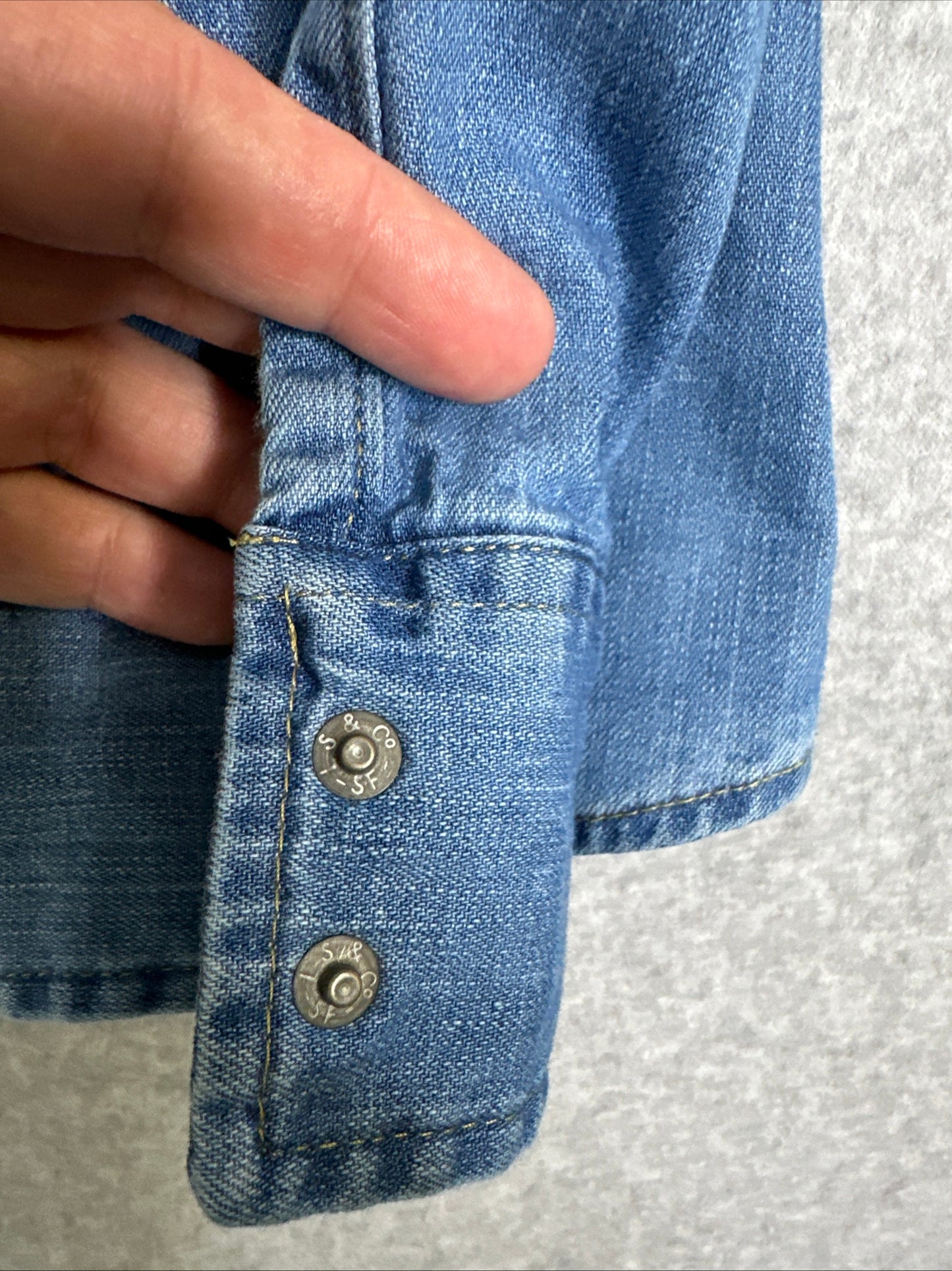Levi's Western Medium Wash Denim Pearl Snap Button-Up Shirt Men's XXL