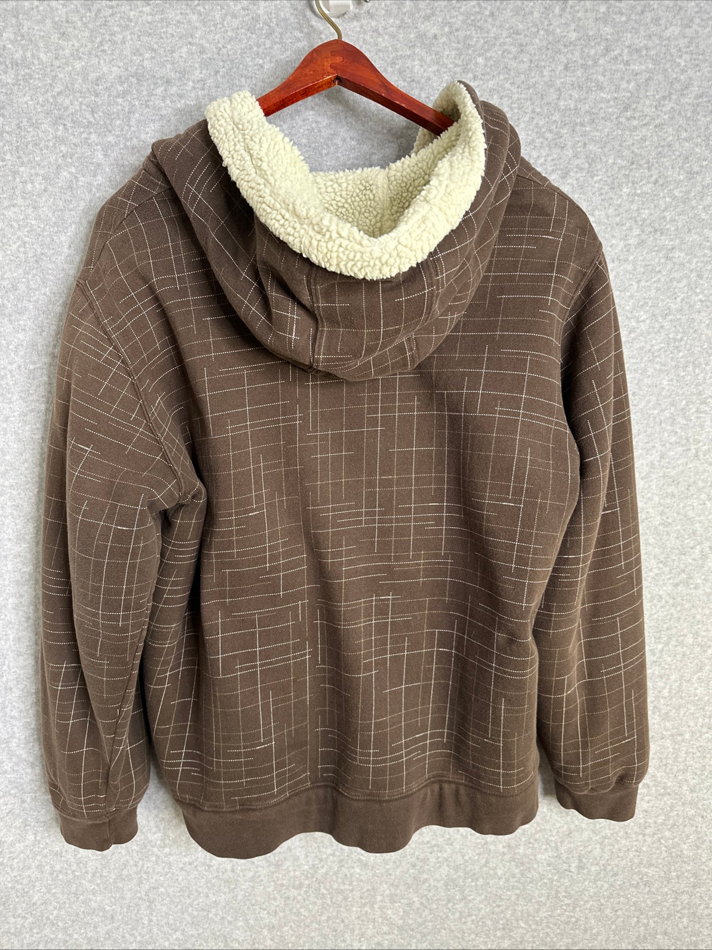 Volcom Vintage Men's Brown Fleece Geometric Graphic Print Zippered Hoodie Mens XXL