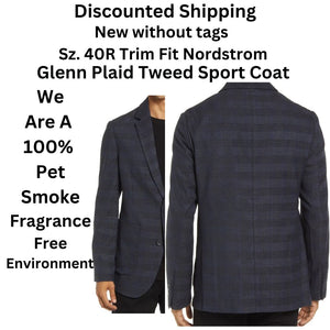 Sz. 40 Regular Men's Nordstrom Glenn Plaid Tweed Sport Coat / Blazer