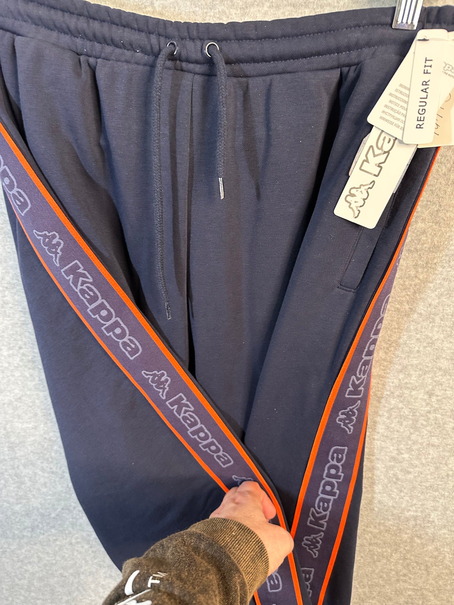 Kappa Jogger Pants French Terry Blue Orange Logo Tape Anira 2 Mens Size XXL