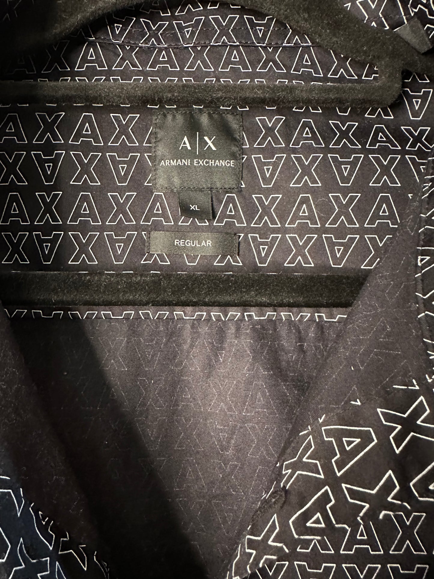 Armani Exchange Shirt Mens XL Micro AX Logo Long Sleeve Woven Cotton