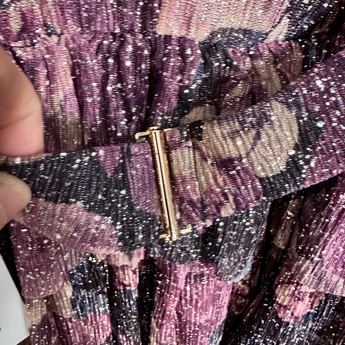 Bishop + Young Glam Slam Party Dress Women's Medium Metallic Floral