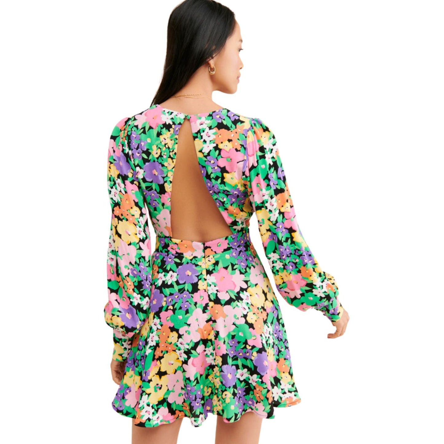 AFRM Merion Neon Garden Mini Dress Women's Size Large