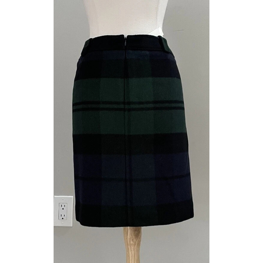 Size 12  Talbots Green Black Tartan Plaid Skirt