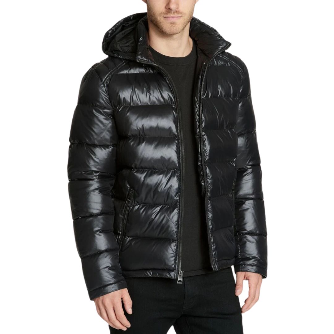 Size XL Guess Men's Quilted Puffer Coat With Removeable Hood Retail $225.00