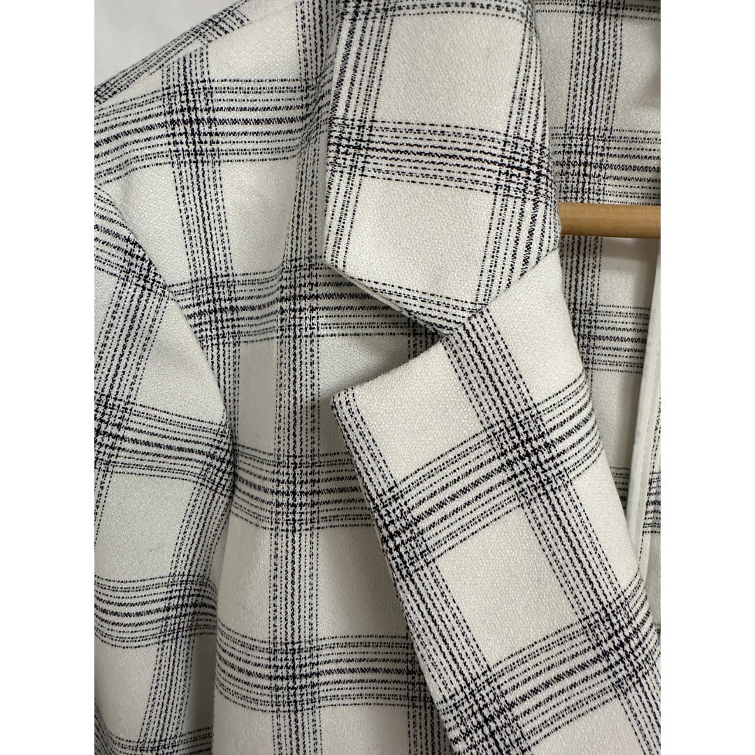 Rachel Zoe Plaid Blazer Women's Medium Relaxed Oversized Ruched 3/4 Sleeve Black And White