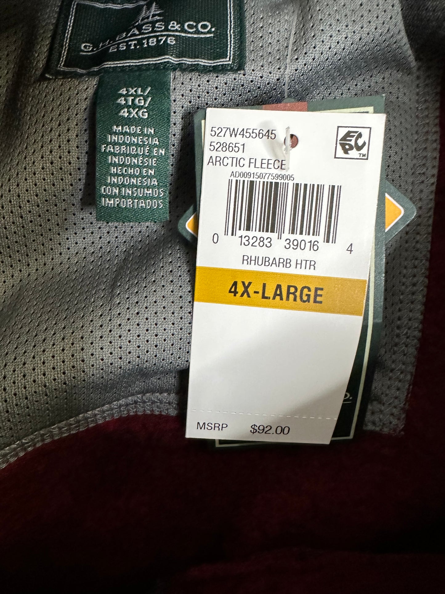 G.H. Bass & Co. Arctic Terrain Snap Mock Polar Fleece Top Men's 4XL