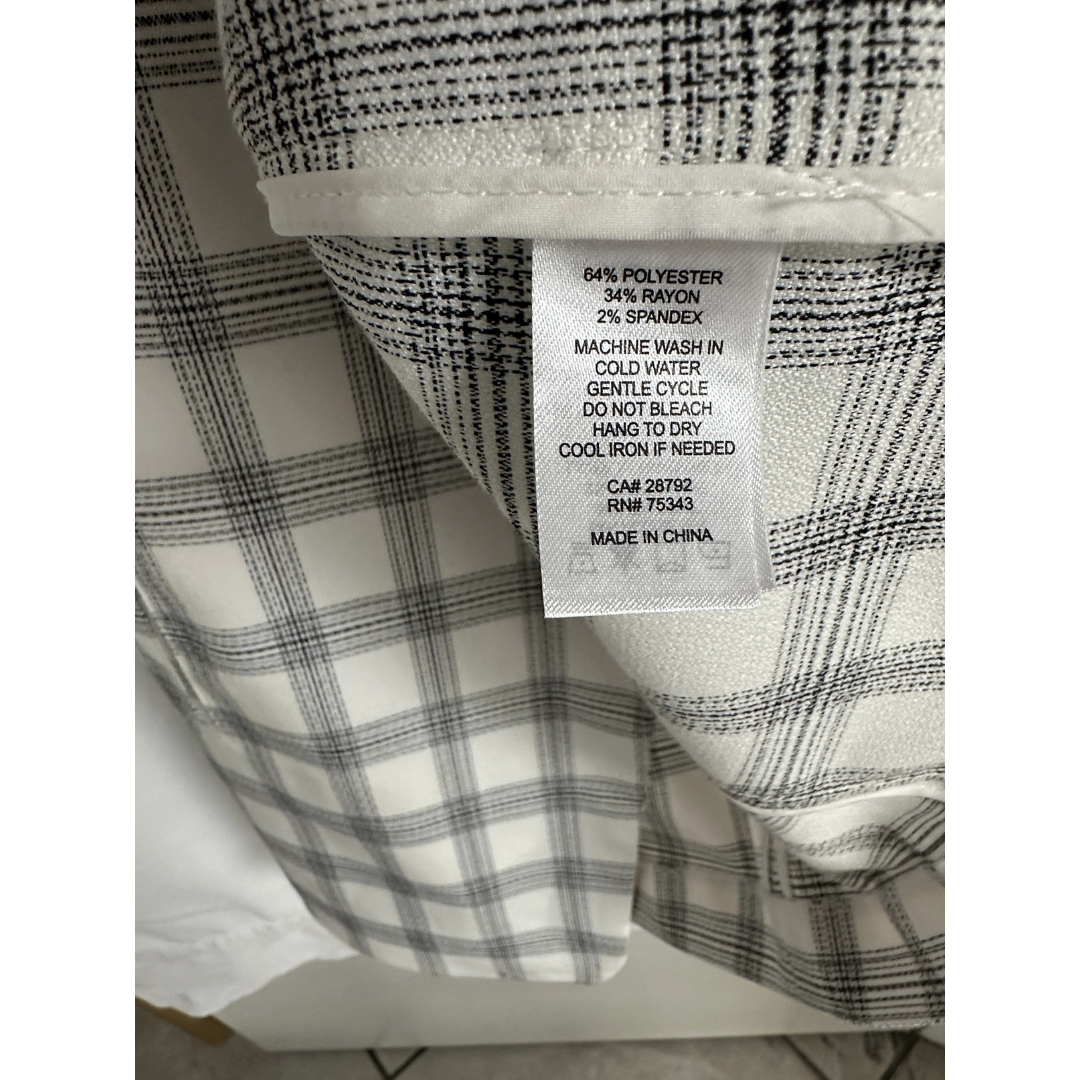 Rachel Zoe Plaid Blazer Women's Medium Relaxed Oversized Ruched 3/4 Sleeve Black And White