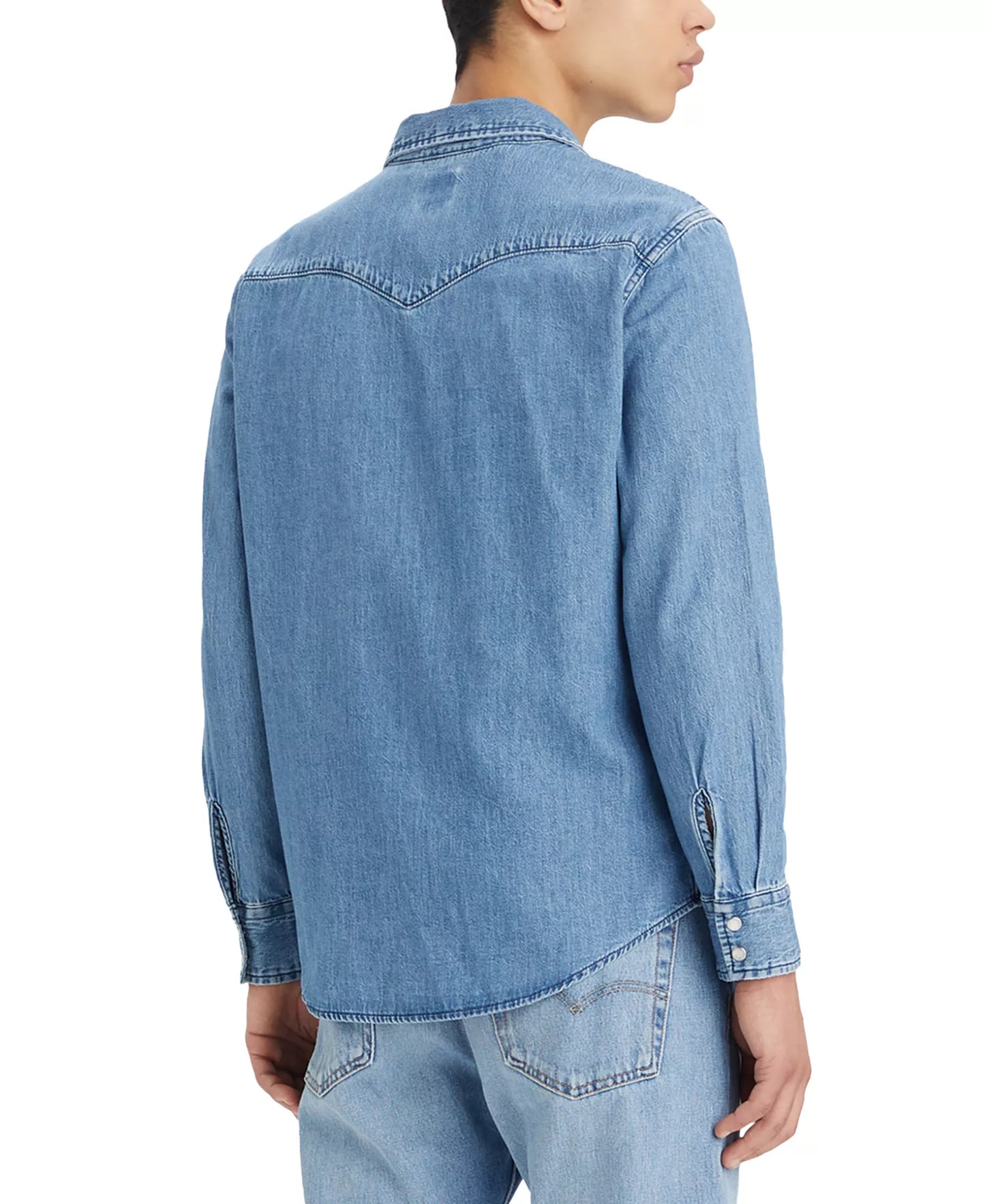 Levi's Western Medium Wash Denim Pearl Snap Button-Up Shirt Men's XXL