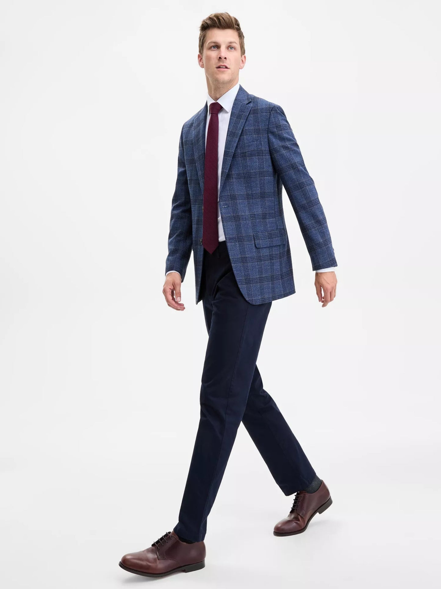 38 Short - Tommy Hilfiger Modern Fit Stretch Sport Coat Blazer Navy Blue Red Check - Looking For This Size In Blazers, Suits, Or Other Items -  Message Us - We Are Glad To Assist. Canali To Carhartt & Everything In Between For The Well Dressed Modern Man