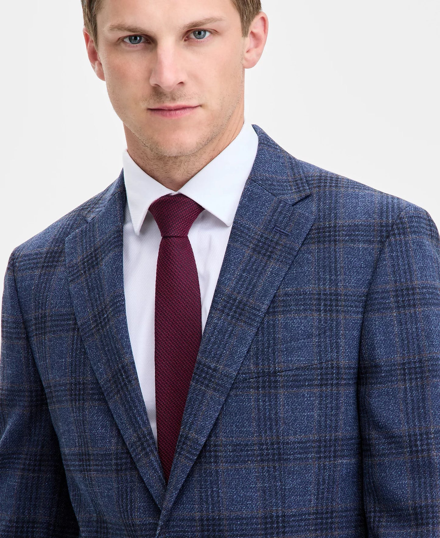 38 Short - Tommy Hilfiger Modern Fit Stretch Sport Coat Blazer Navy Blue Red Check - Looking For This Size In Blazers, Suits, Or Other Items -  Message Us - We Are Glad To Assist. Canali To Carhartt & Everything In Between For The Well Dressed Modern Man