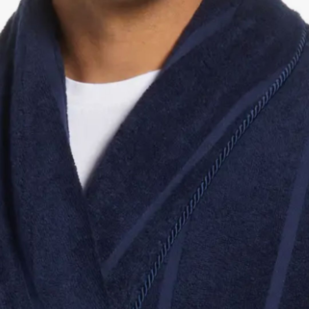 Sz.2XT/3XT  Men's Big & Tall Majestic International Ultra Lux Jacquard Shawl Robe Color Marine Blue Retail $160.00