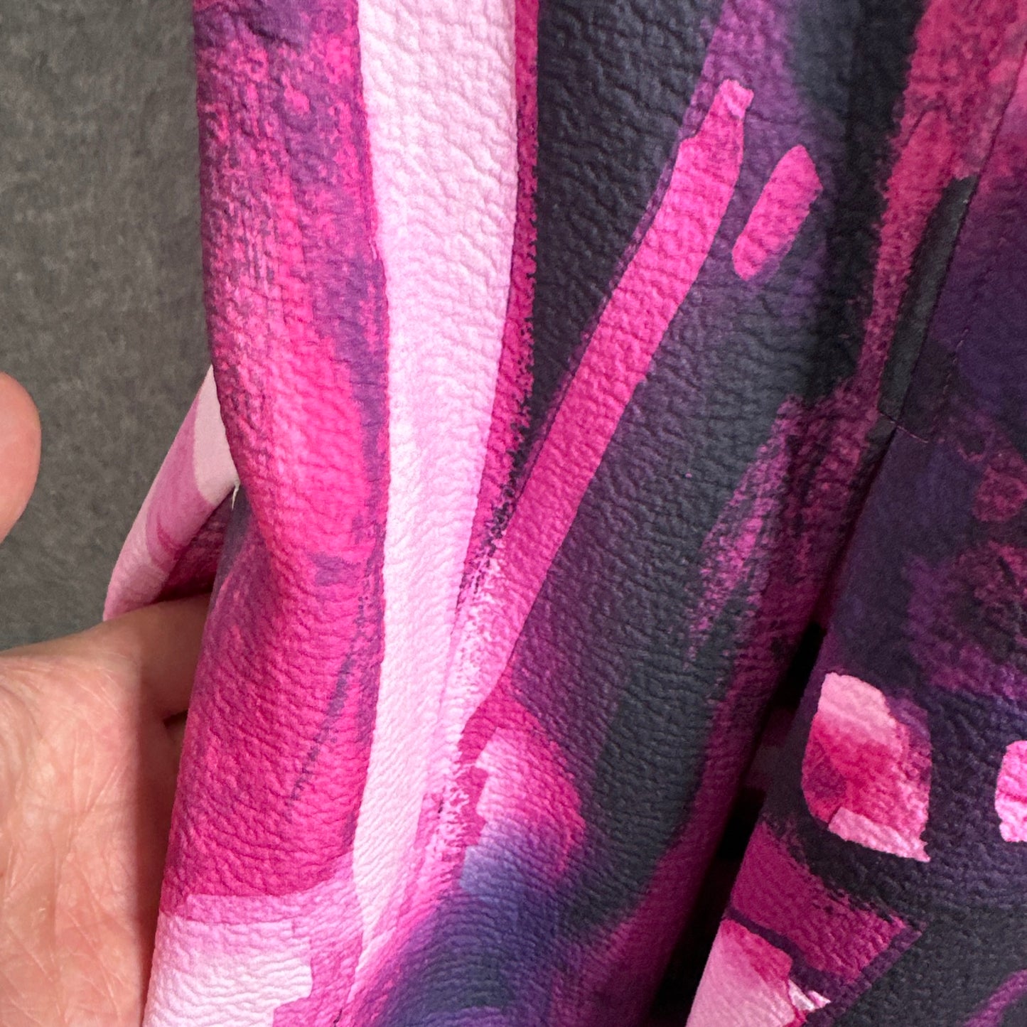 Natori Brushstroke Magenta Pleated Fit & Flare Dress Women's Size 16