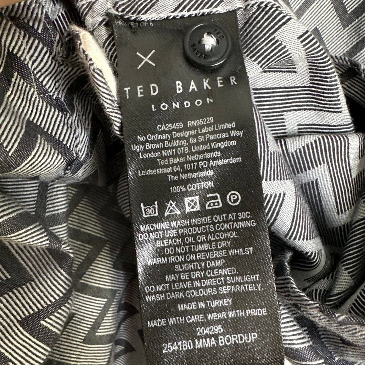 Ted Baker London BORDUP Zig Zag Pattern Cotton Short Sleeve Shirt Men's Ted Size 4 - US Size Large