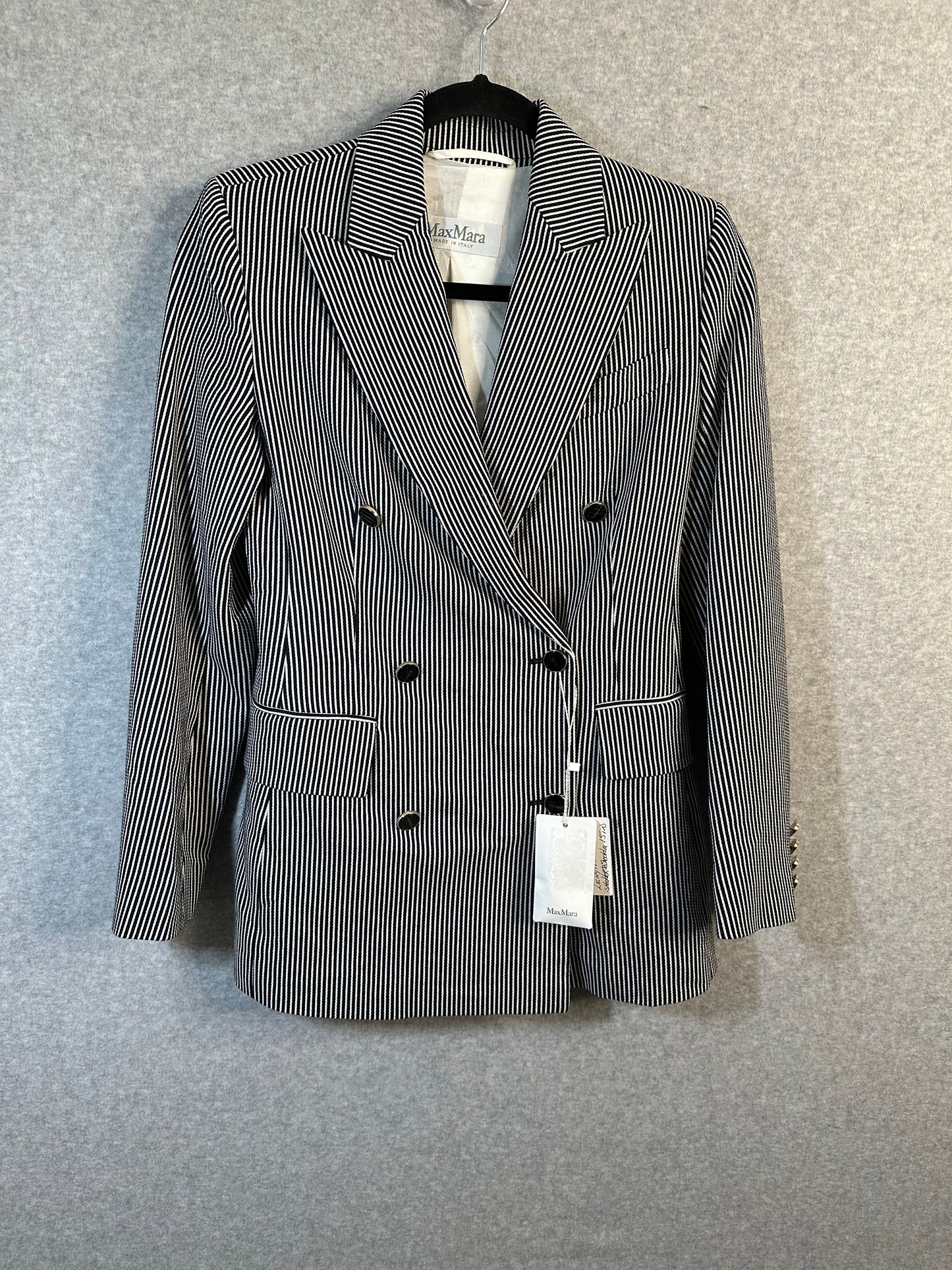 Max Mara Paste Blazer Double Breasted Striped Women's Size 0 Made In Italy