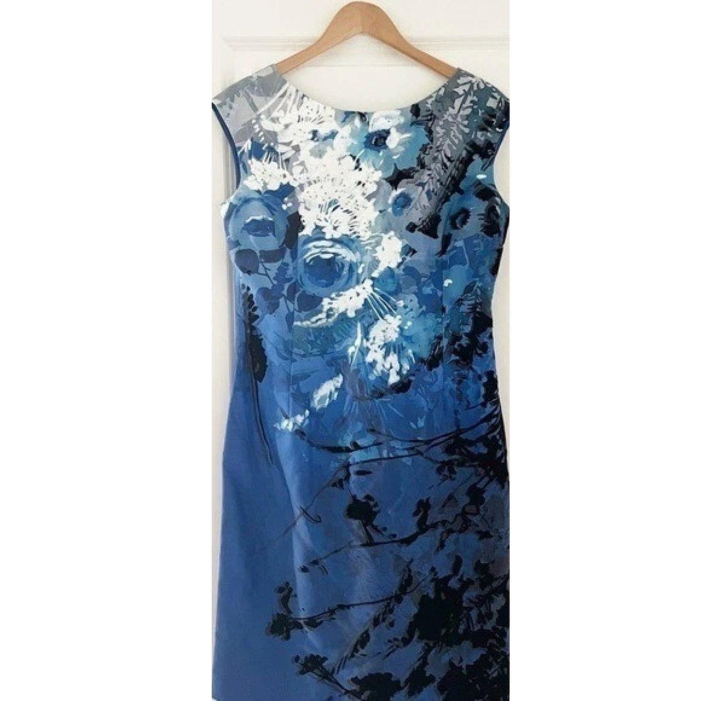 Kay Unger Abstract Floral Velvet Sheath Dress Silk Blend Women's Size 16