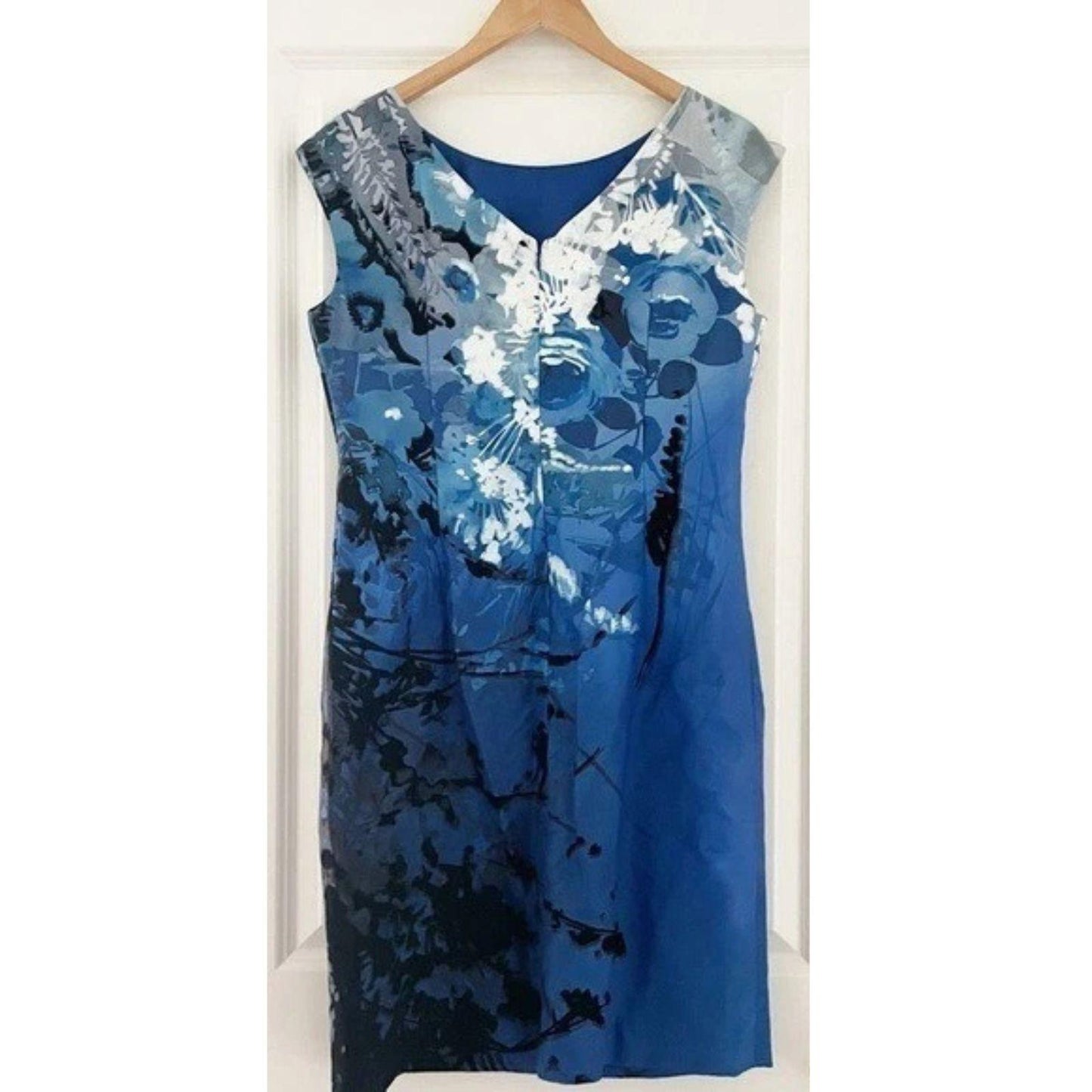 Kay Unger Abstract Floral Velvet Sheath Dress Silk Blend Women's Size 16