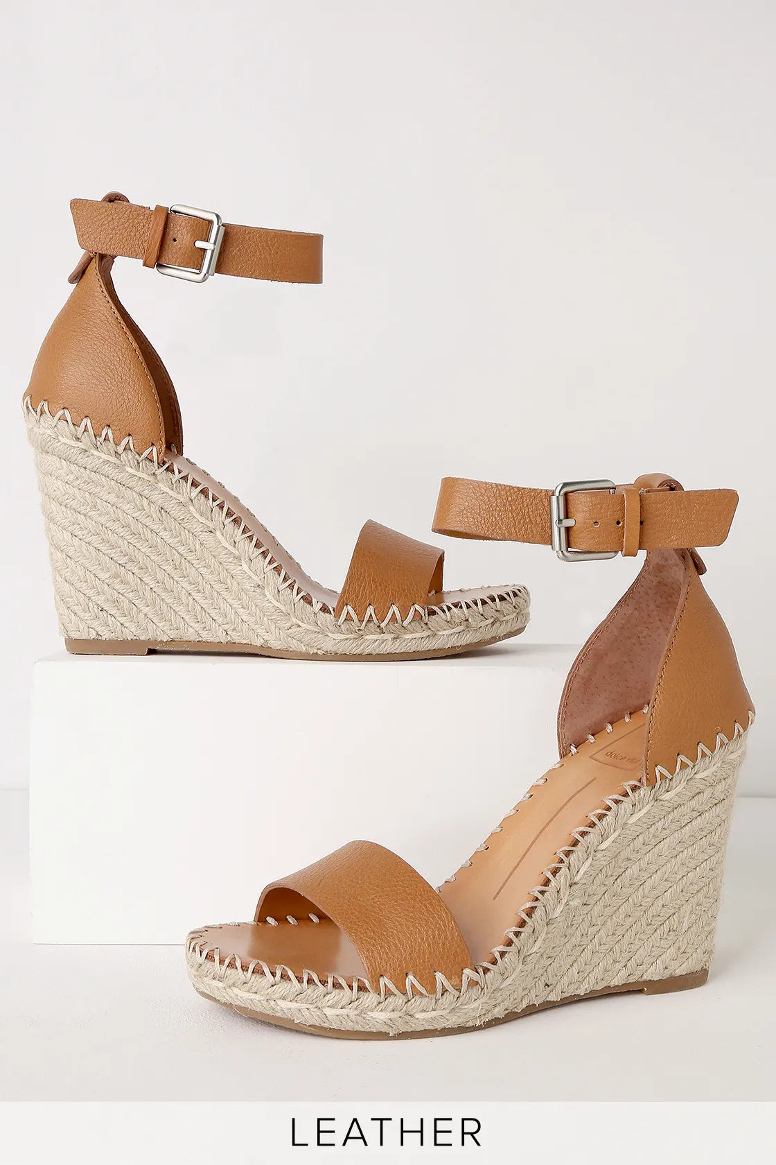 Dolce Vita Noor Espadrilles Women's Size 10 Wedge Sandals Tan Leather