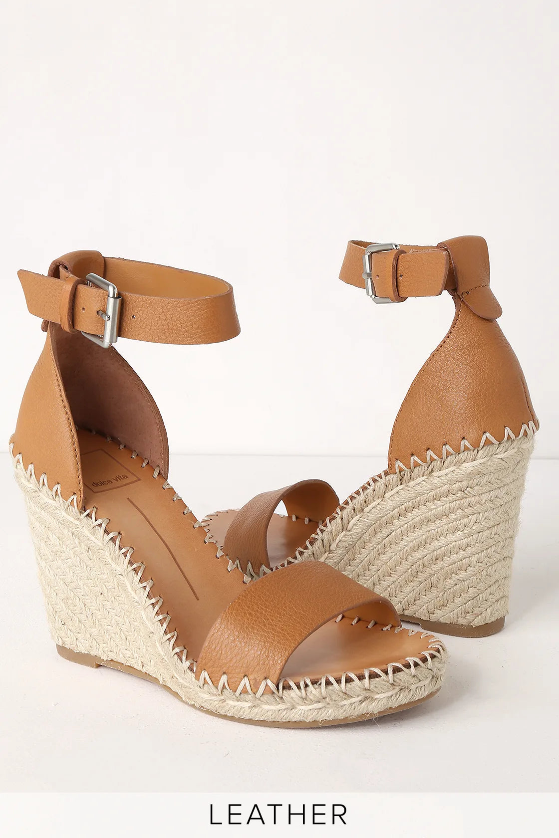 Dolce Vita Noor Espadrilles Women's Size 10 Wedge Sandals Tan Leather