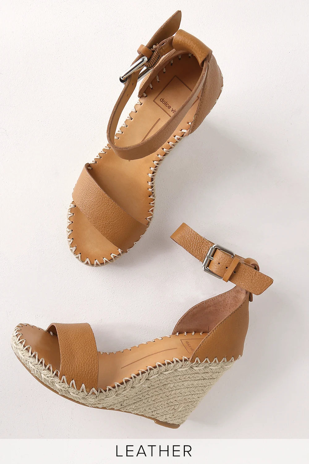Dolce Vita Noor Espadrilles Women's Size 10 Wedge Sandals Tan Leather