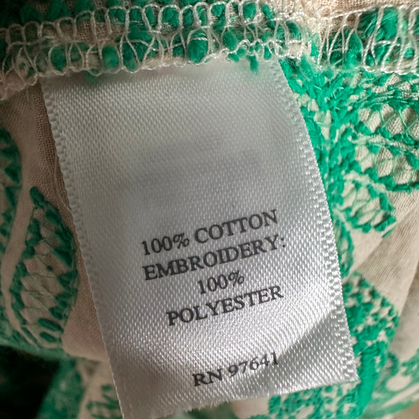 J. Jill Embroidered A-Line Midi Shirtdress Women's Small 3/4 Sleeve Pockets French Beige & Aquamarine