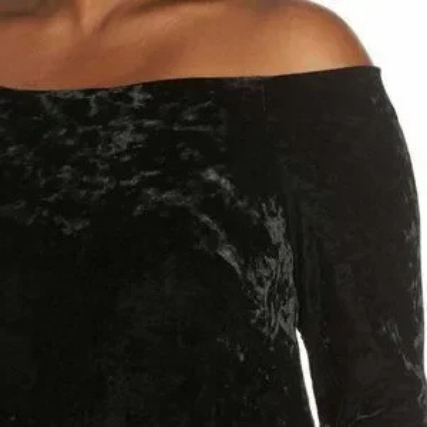 Eliza J Off The Shoulder Black Crushed Velvet Dress Size 20W Women's Long Sleeve
