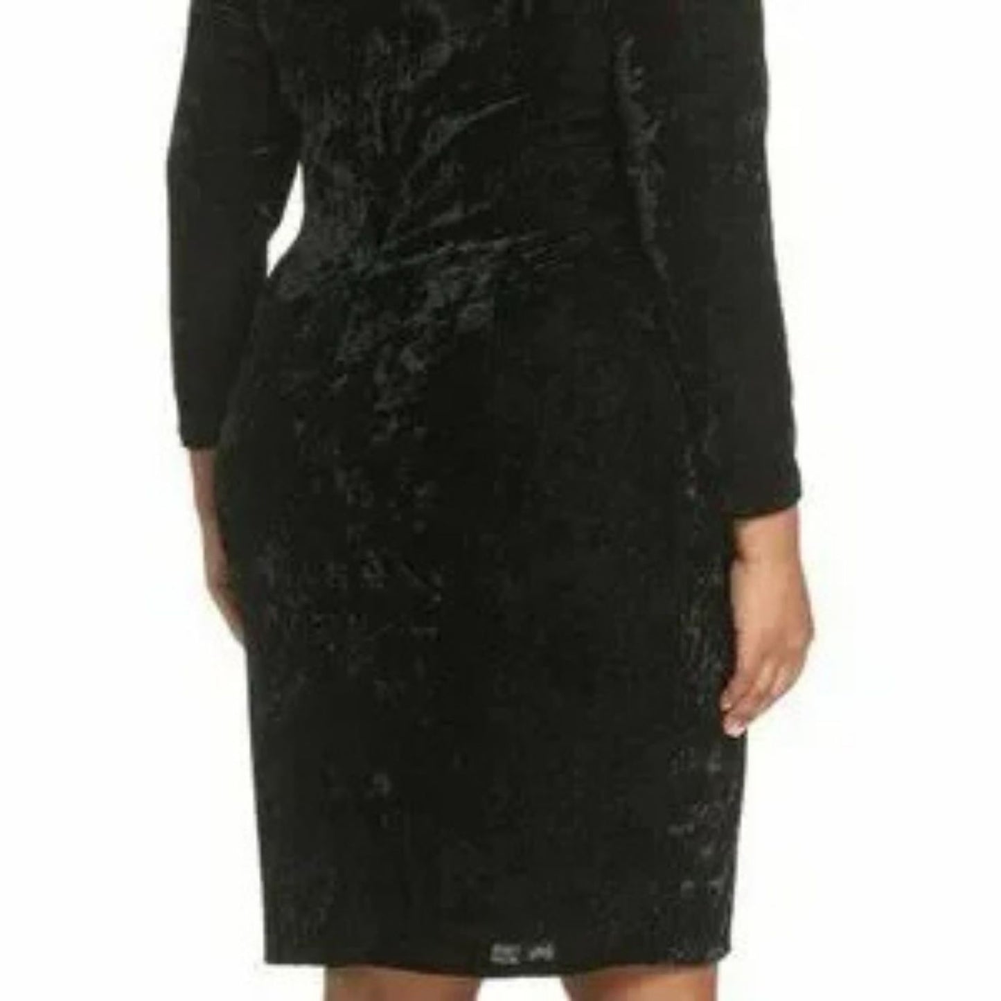 Eliza J Off The Shoulder Black Crushed Velvet Dress Size 20W Women's Long Sleeve