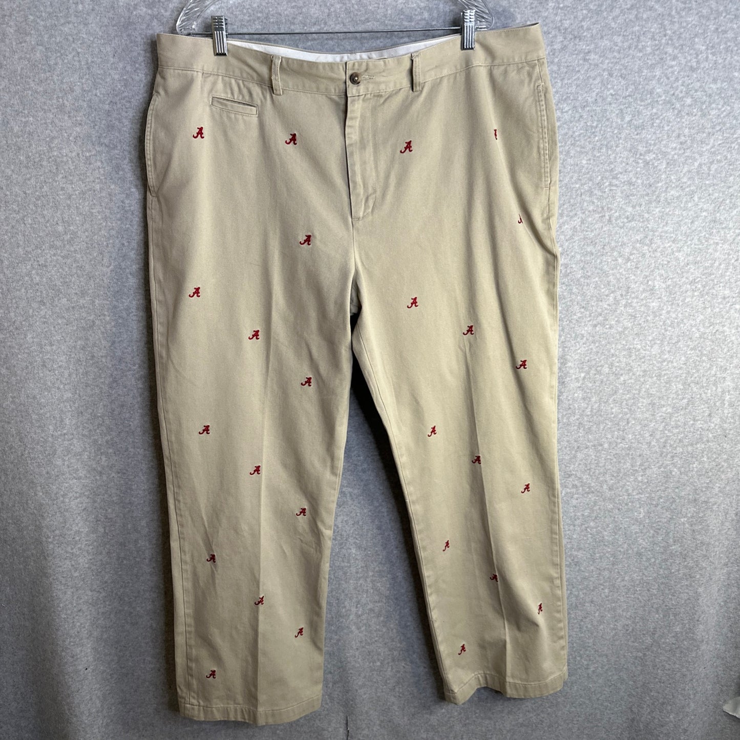 Campus Chinos University Of Alabama Crimson Tide Cotton Twill Khaki Chinos - A Logo Pattern Men's 42X30