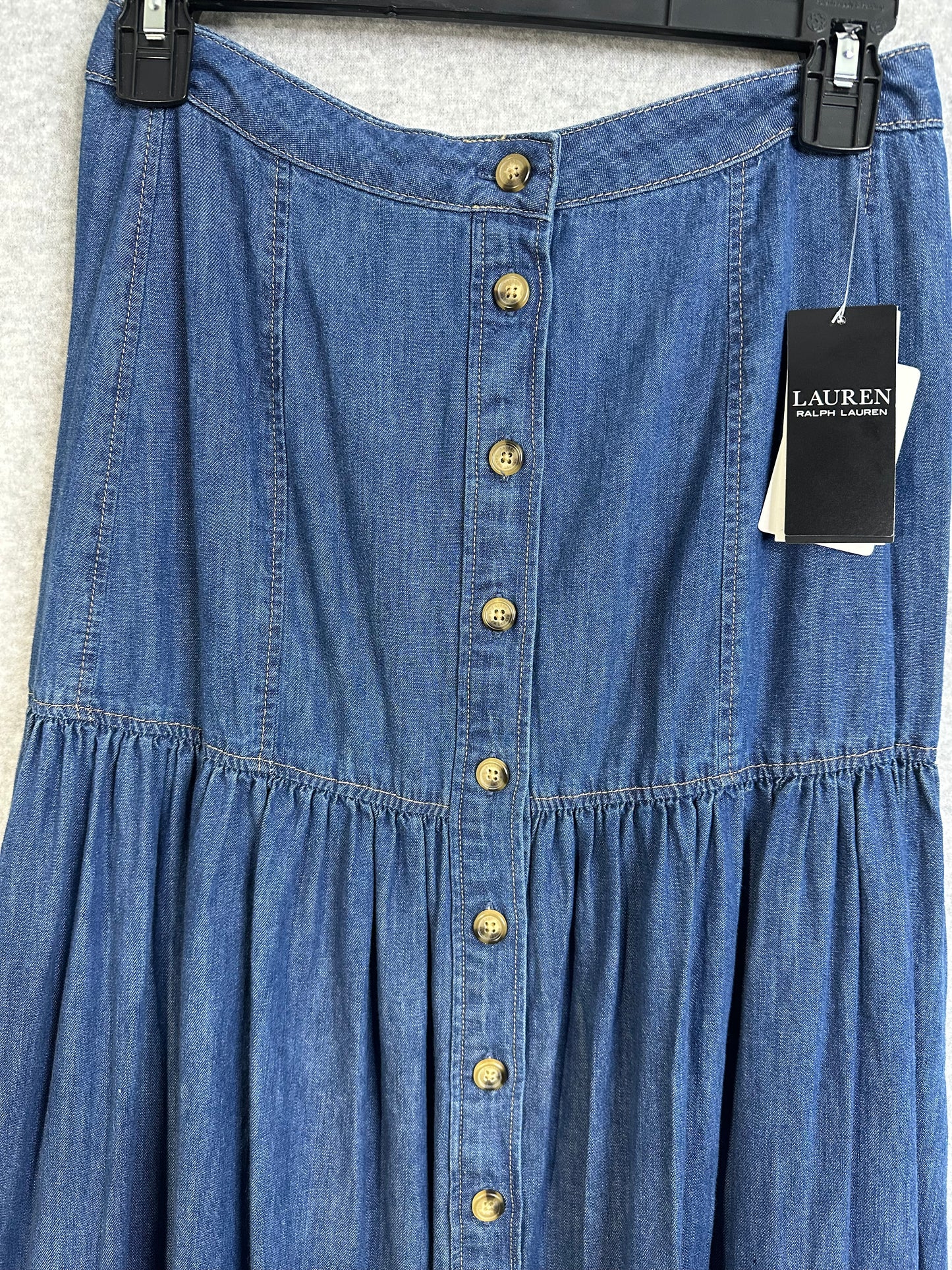 Lauren Ralph Lauren Womens Denim Button-Down Tiered Maxi Skirt Size 0