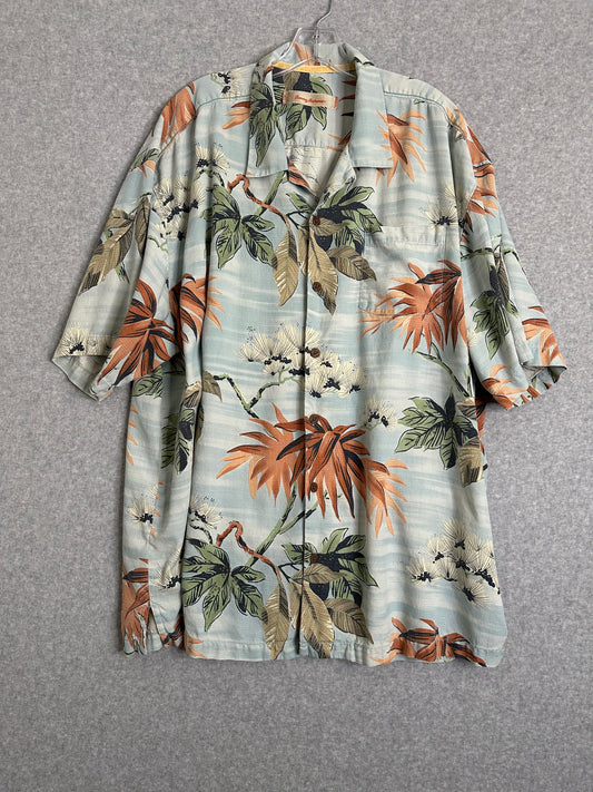 Tommy Bahama Fronds Silk Jacquard Woven Camp Shirt Men's XXL