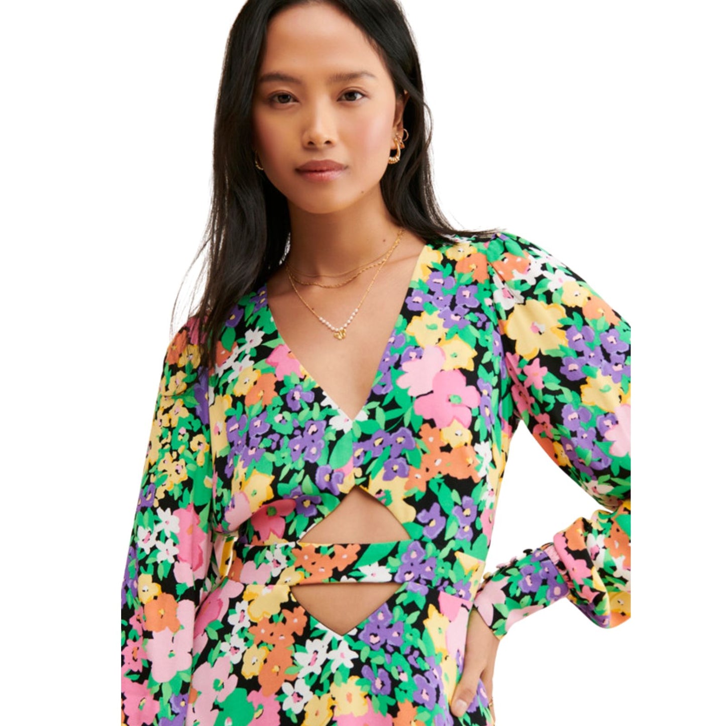 AFRM Merion Neon Garden Mini Dress Women's Size Large