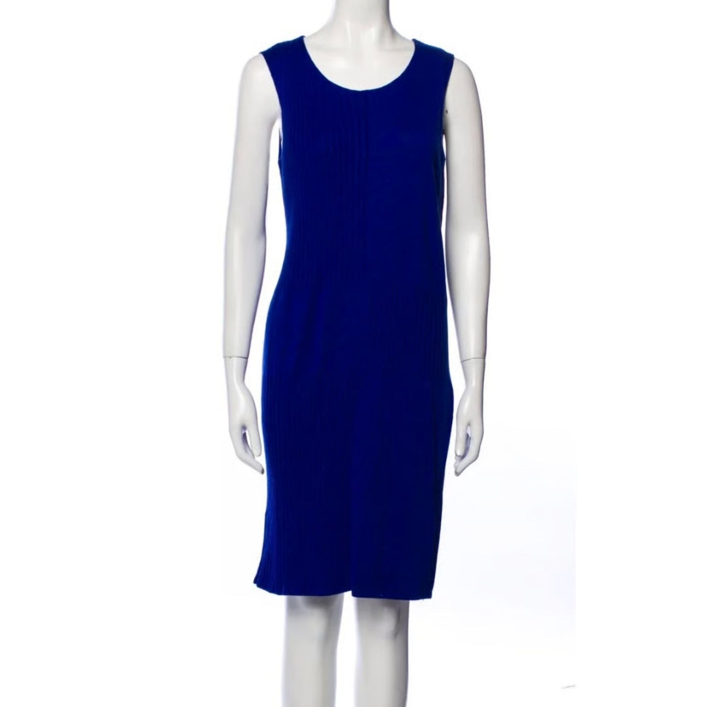 Lafayette 148 New York Virgin Wool Sleeveless Cobalt Blue Sheath Dress Women's 12