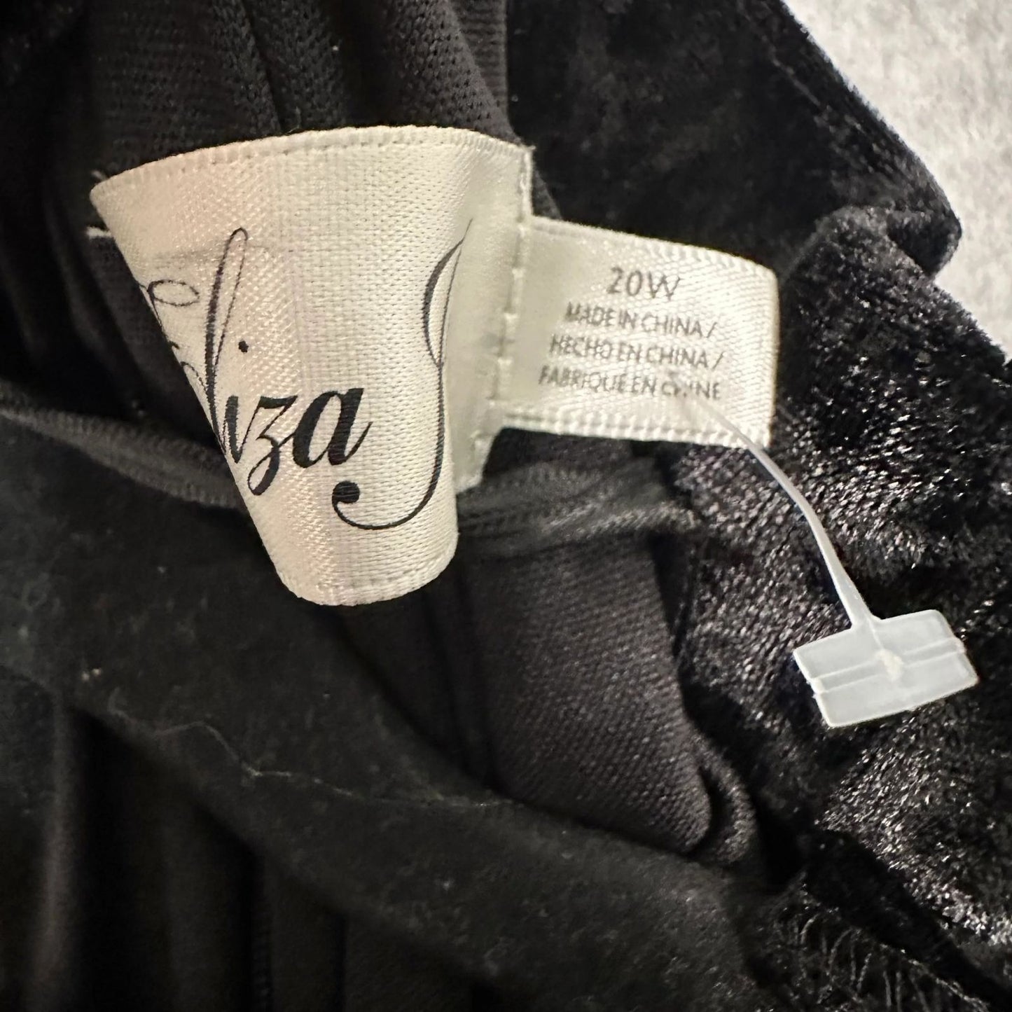 Eliza J Off The Shoulder Black Crushed Velvet Dress Size 20W Women's Long Sleeve