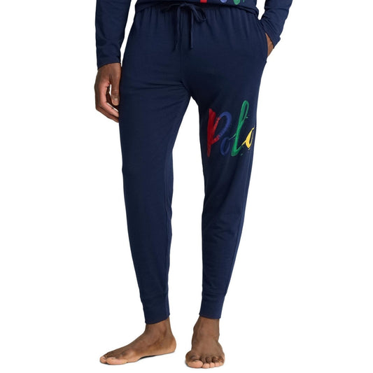 Reserved Polo Ralph Lauren Pajama Pants Men's Medium Joggers Navy Blue Painted Big Polo
