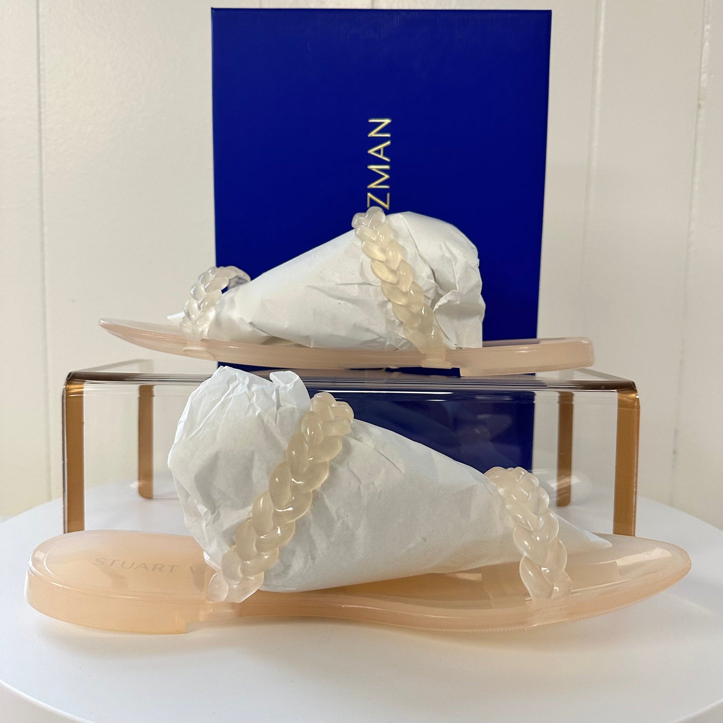 Stuart Weitzman Braida Sawyer Sheer Open Toe Sandals Women's Size 9B