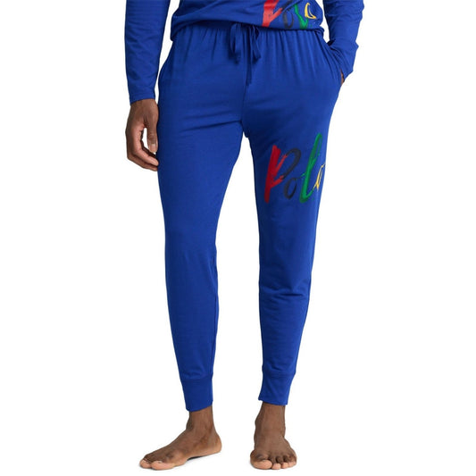 Reserved Polo Ralph Lauren Pajama Pants Men's Small Joggers Royal Blue Painted Big Polo