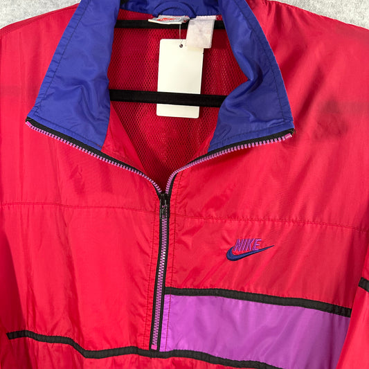 Nike Nylon Pullover Windbreaker Mens XL Half Zip Colorblock Swoosh 90s Vintage