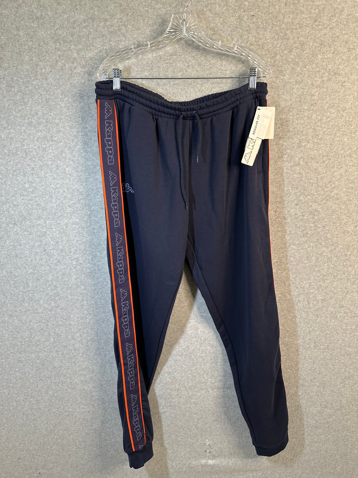 Kappa Jogger Pants French Terry Blue Orange Logo Tape Anira 2 Mens Size XXL