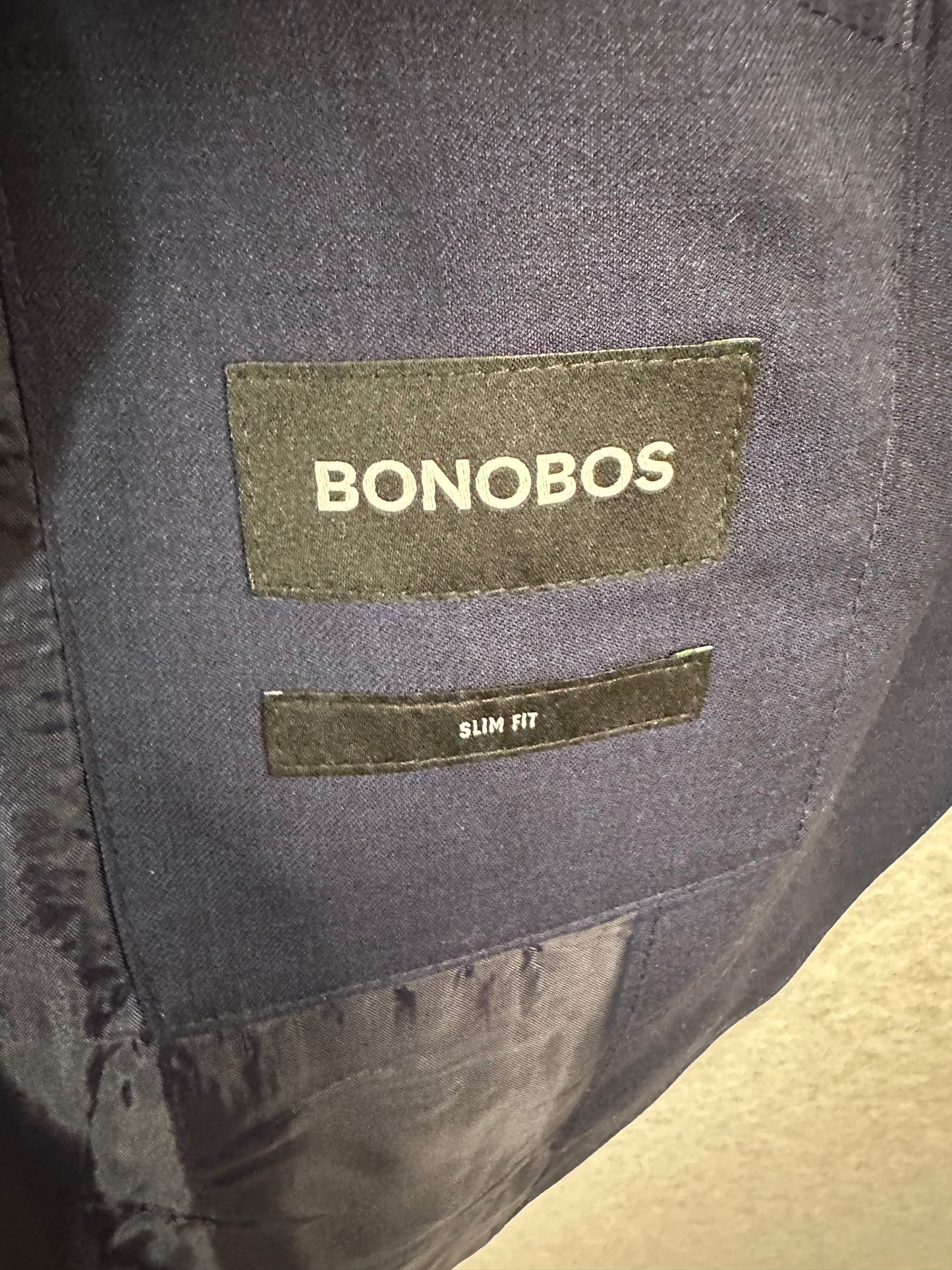 Bonobos Men's Jetsetter Slim Fit Suit Jacket Blazer Blue Stretch Four Season Weight Wool 42R