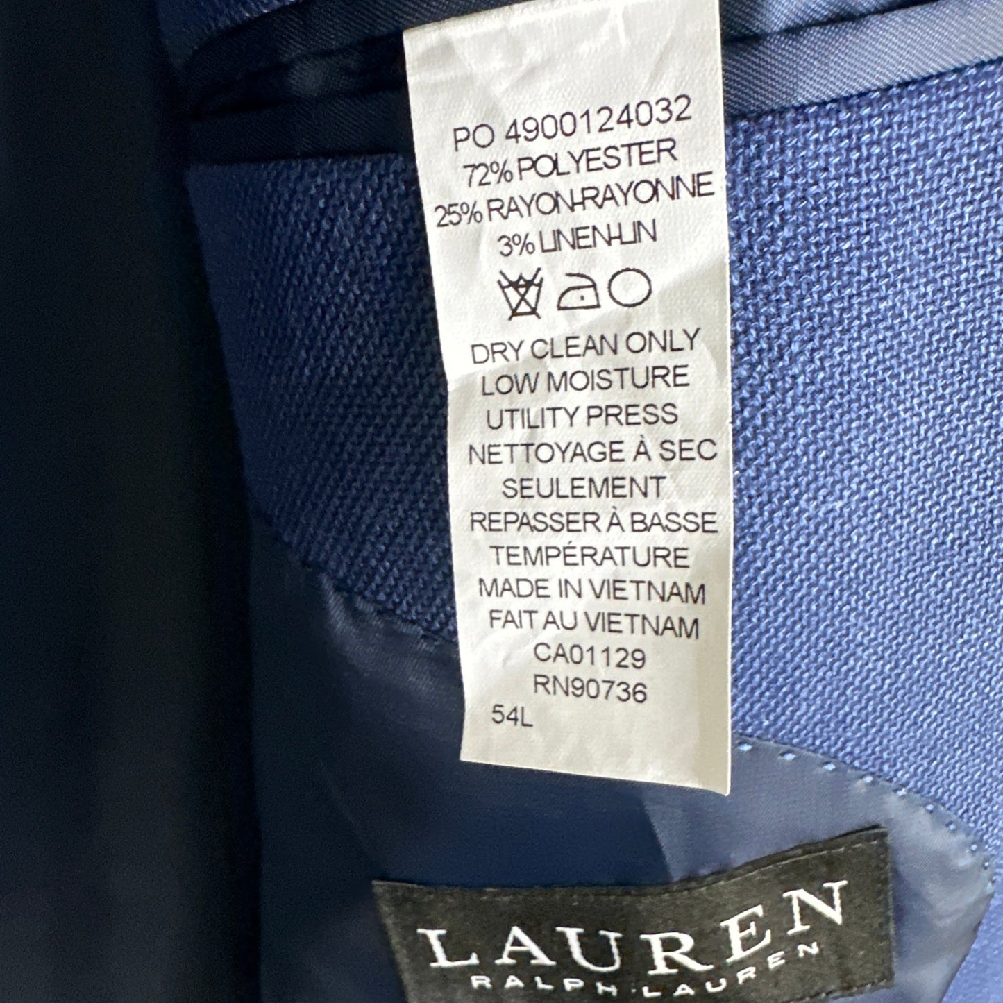 Lauren Ralph Lauren Men's Blue Classic-Fit Ultraflex Stretch Blazer Sport Coat 54L
