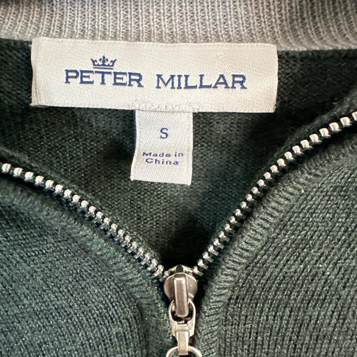 Peter Millar Men's Crown Soft Merino Silk Quarter Zip Sweater Size Small Olive