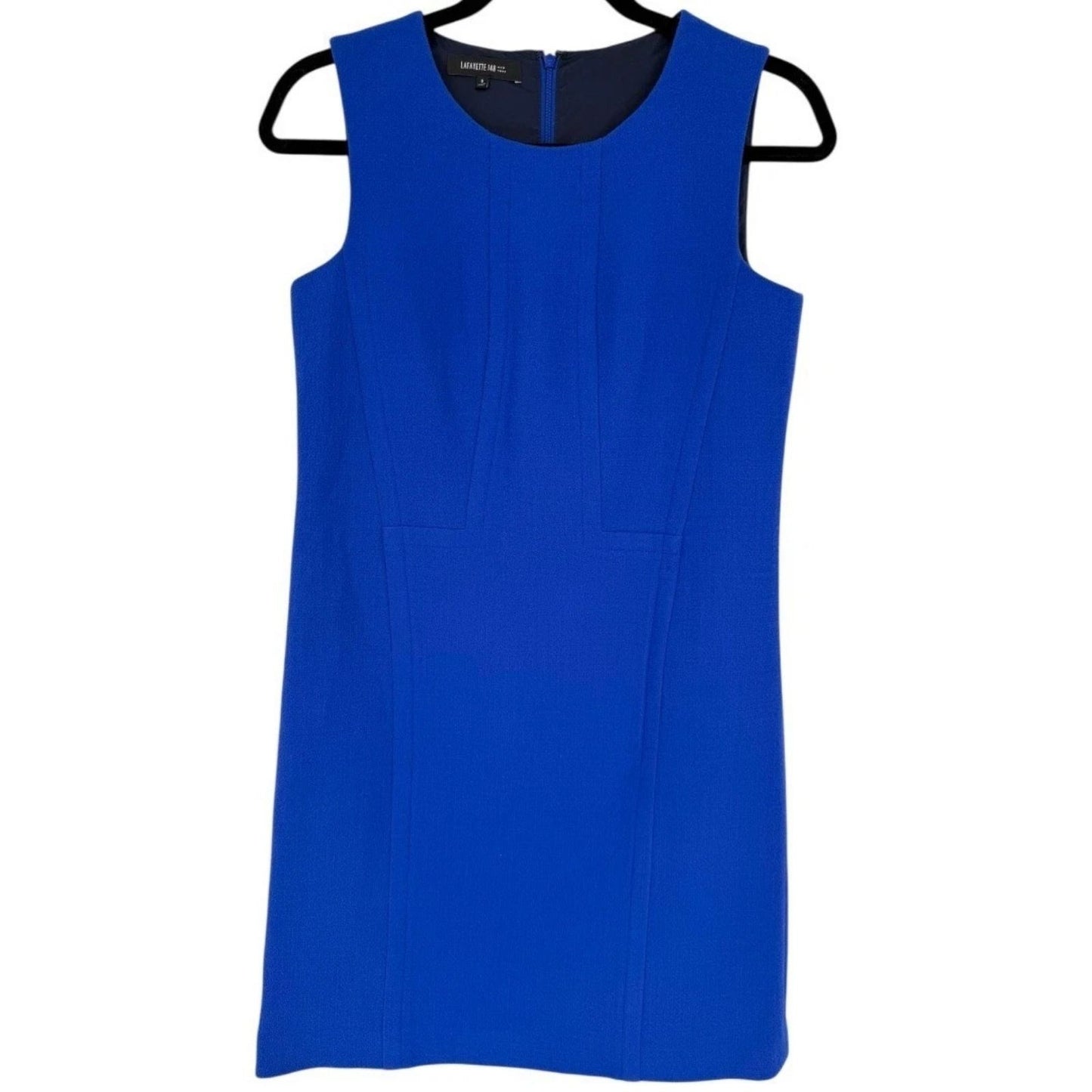 Lafayette 148 New York Virgin Wool Sleeveless Cobalt Blue Sheath Dress Women's 12
