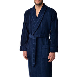 Sz.2XT/3XT  Men's Big & Tall Majestic International Ultra Lux Jacquard Shawl Robe Color Marine Blue Retail $160.00