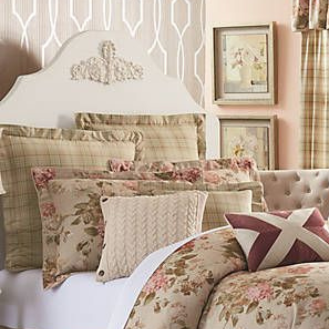 Biltmore Estate Euro Sham 26" Plaid 2" Flange Rosalee Pattern Bundle Of Three