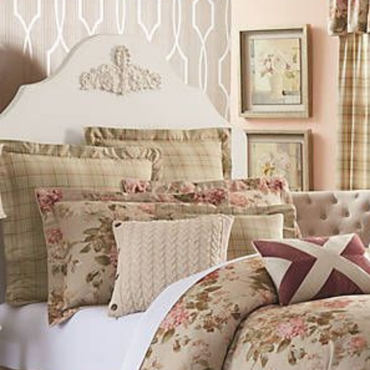 Biltmore Estate Euro Sham 26" Plaid 2" Flange Rosalee Pattern Bundle Of Three