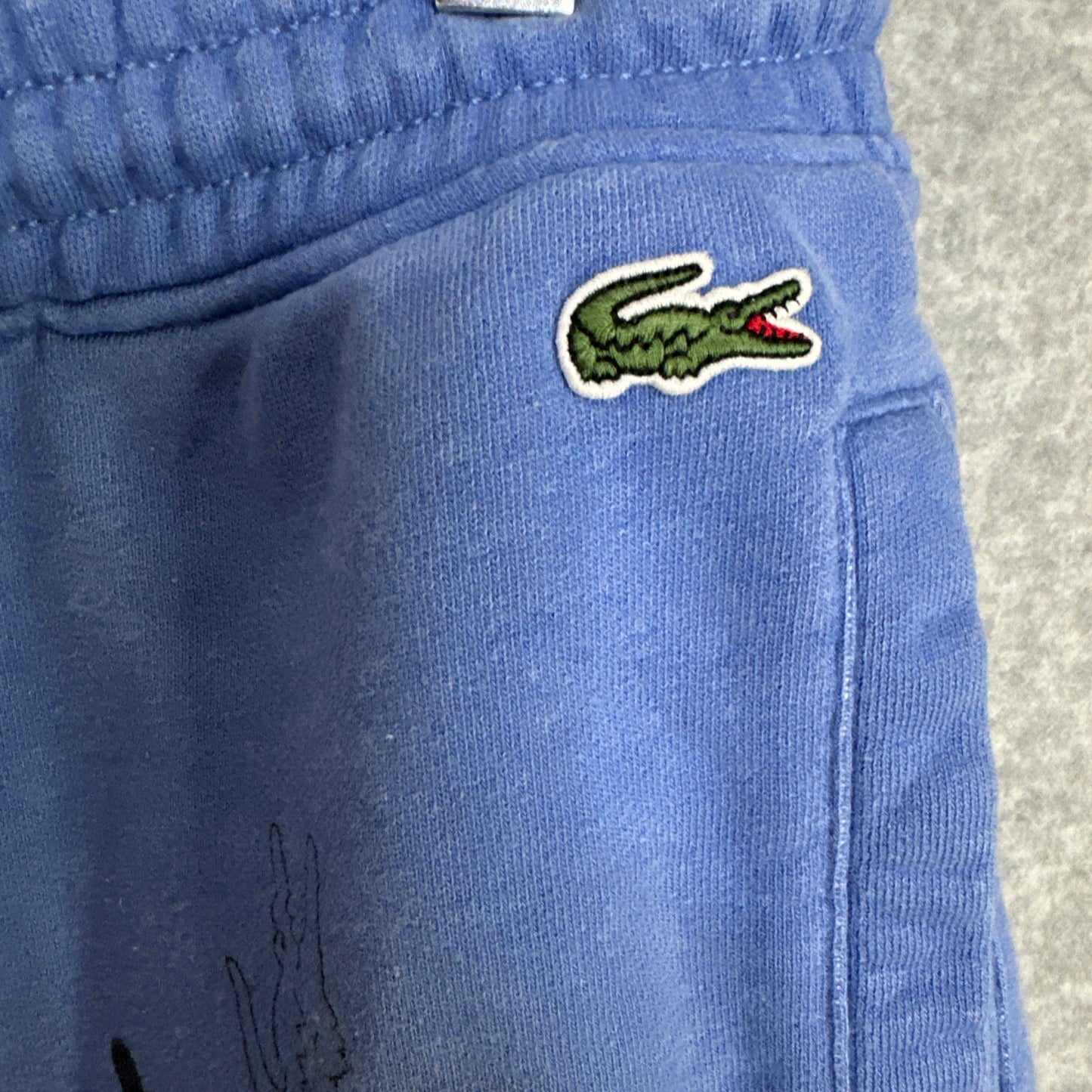 Lacoste Men's Signature Print Cotton Fleece Shorts Blue Size Large