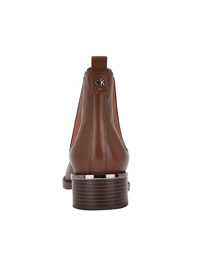 Calvin Klein Demmie Leather Chelsea Boot Women's 6.5 Brown Block Heel