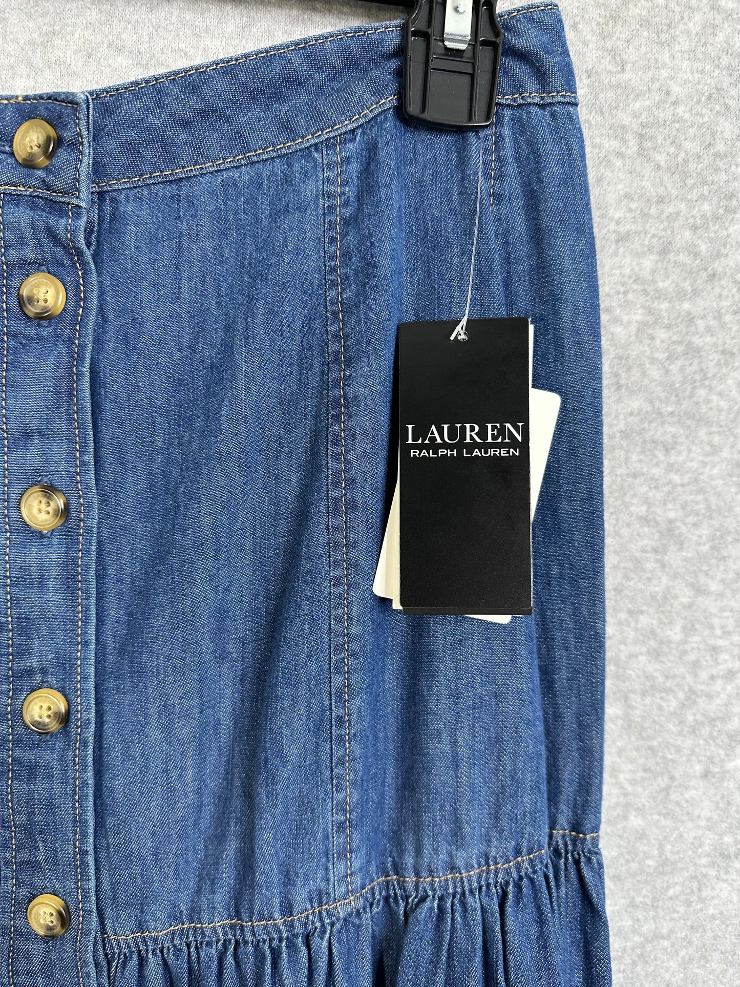 Lauren Ralph Lauren Womens Denim Button-Down Tiered Maxi Skirt Size 0